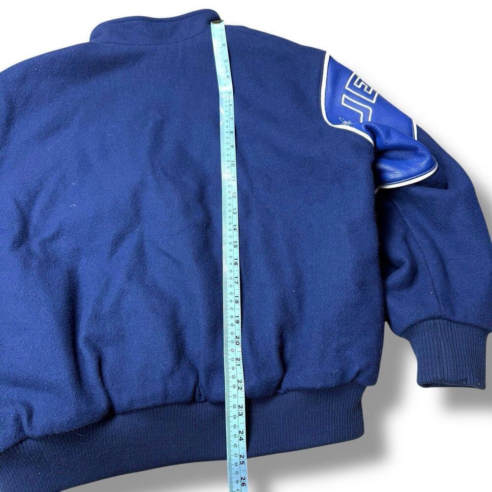VTG 90s Mississauga Jets Varsity Jacket Wool Leather Trim Canada Made Youth XXL - Picture 10 of 10